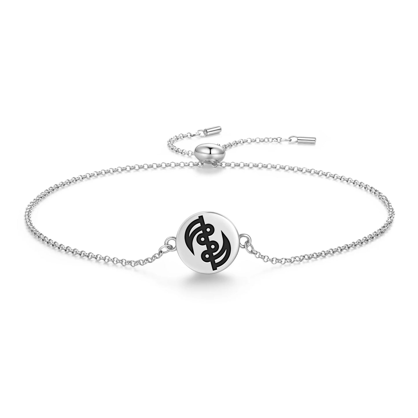Adinkra Symbols Gye Nyame 925 Sterling Silver Bracelet Spiritual Sigil Jewelry Gift