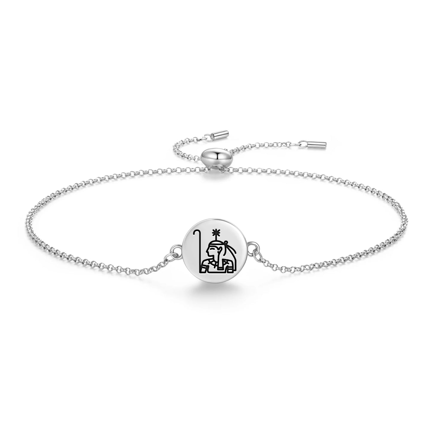 Egyptian Symbols Seshat 925 Sterling Silver Bracelet Spiritual Sigil Jewelry Gift