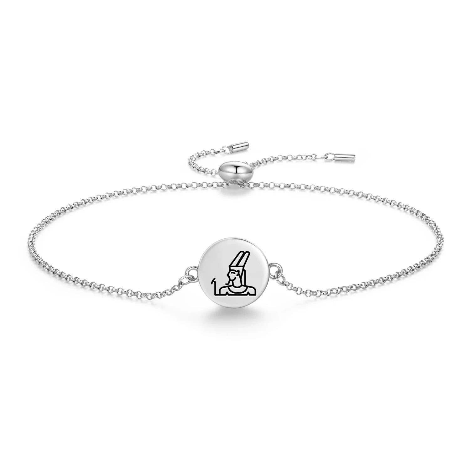 Egyptian Symbols Amun 925 Sterling Silver Bracelet Spiritual Sigil Jewelry Gift